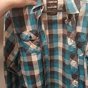 Kids blue plaid dress shirt